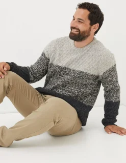 Men FatFace Knitwear|Calder Ombre Crew Neck Jumper