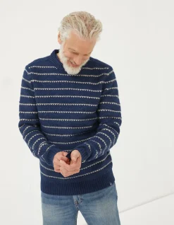 Men FatFace Knitwear|Calder Stripe Crew Jumper