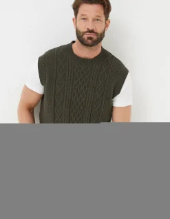 Men FatFace Knitwear|Carter Cable Knitted Tank