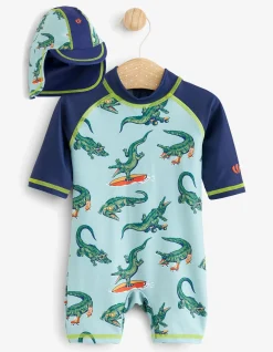Baby FatFace View All|Carter Crocodile Surf Suit And Hat Set
