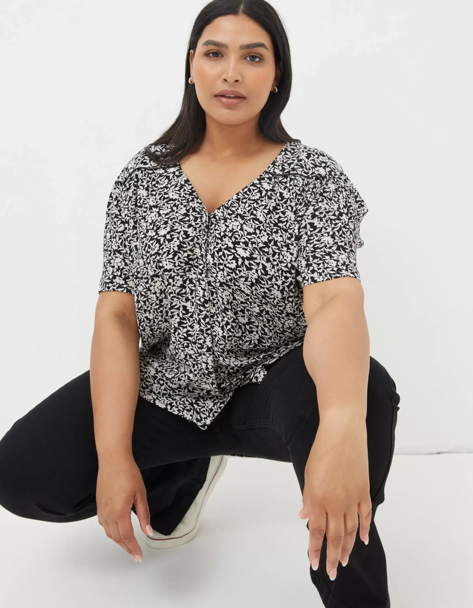 Women FatFace Shirts & Blouses|Cassidy Mono Vines Tunic