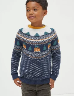 Boys FatFace View All|Christmas Campervan Fairisle Jumper