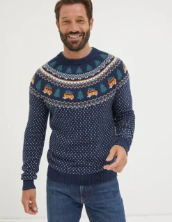 Men FatFace View All|Christmas Campervan Fairisle Jumper