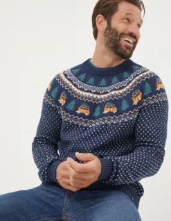Men FatFace View All|Christmas Campervan Fairisle Jumper