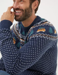 Men FatFace View All|Christmas Campervan Fairisle Jumper