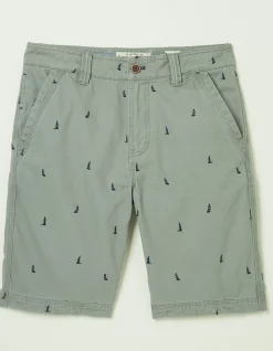 Men FatFace Shorts|Cove Boat Embroidered Shorts