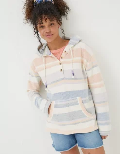 Women FatFace Sweatshirts & Hoodies|Daisy Textured Stripe Hoodie