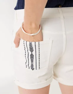 Women FatFace Shorts|Denim Embroidered Shorts