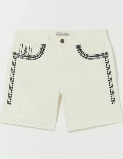 Women FatFace Shorts|Denim Embroidered Shorts