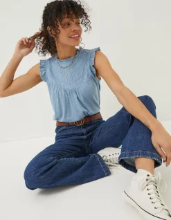 Women FatFace Jeans & Dungarees|Elise Wide Leg Comfort Stretch Jeans