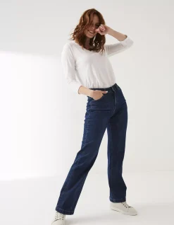 Women FatFace Jeans & Dungarees|Elise Wide Leg Comfort Stretch Jeans