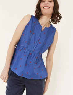 Women FatFace Tops & T-Shirts|Ella Embroidered Daisy Cami