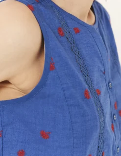 Women FatFace Tops & T-Shirts|Ella Embroidered Daisy Cami
