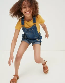 Girls FatFace View All|Embroidered Shortie Dungarees