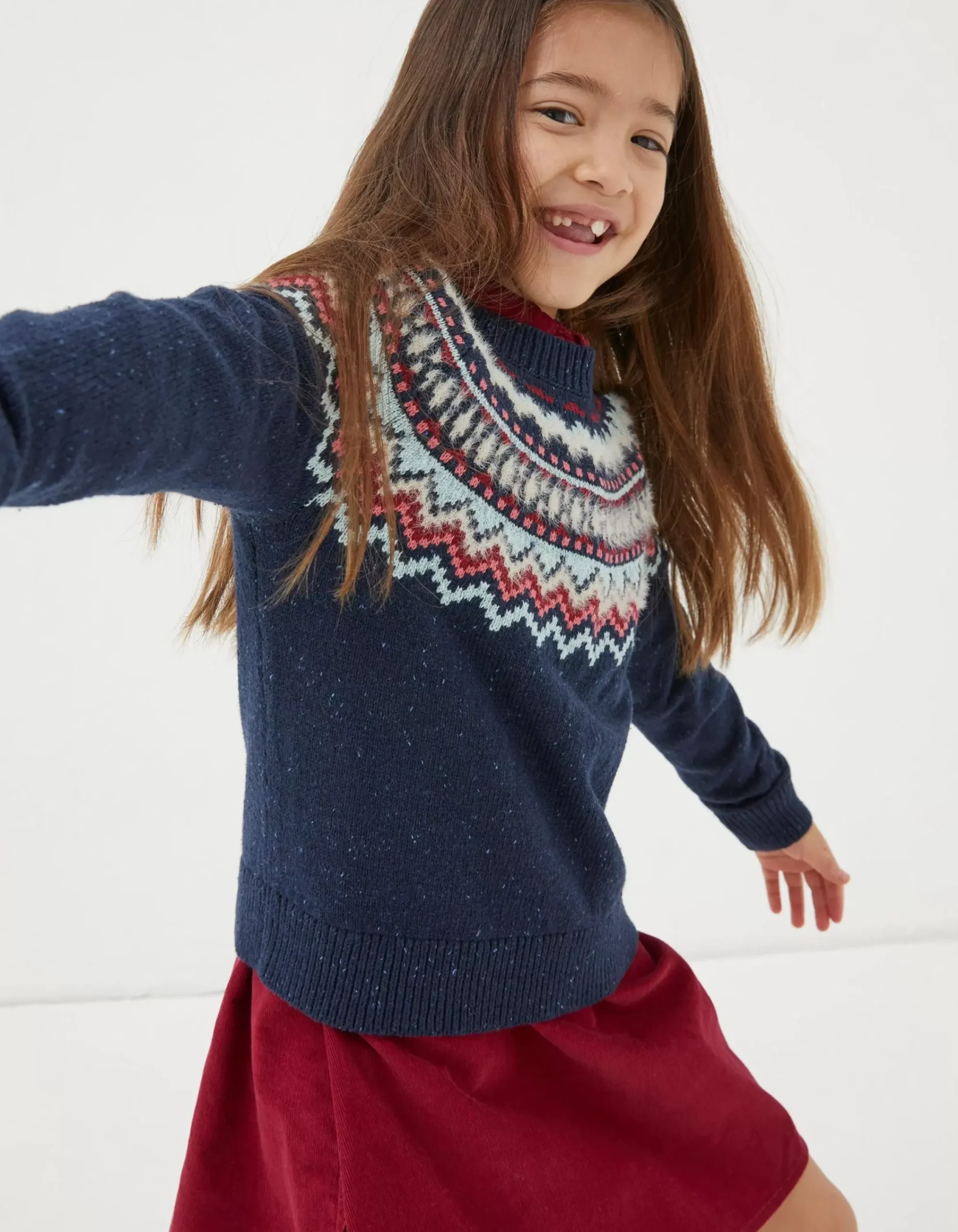 Girls FatFace View All|Fairisle Knitted Crew Neck Jumper