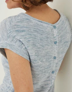 Women FatFace Knitwear|Faye Button Back Top