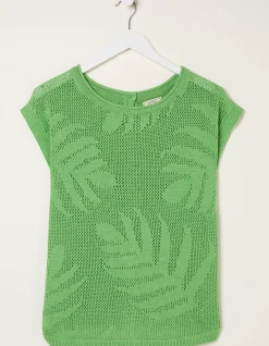 Women FatFace Knitwear|Faye Palm Button Back Top