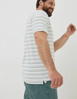 Men FatFace T-Shirts|Fine Stripe Henley T-Shirt