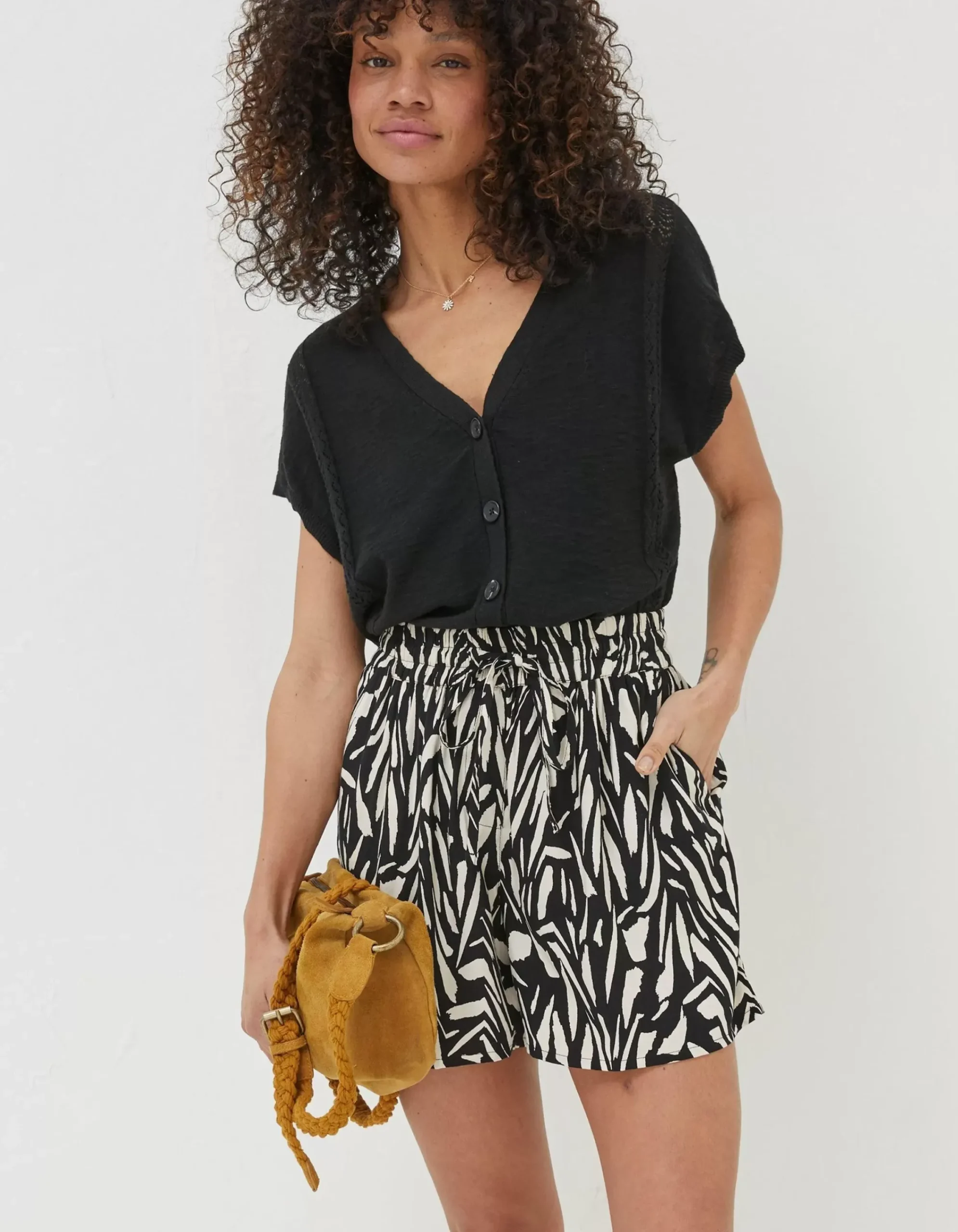 Women FatFace Shorts|Fiona Paint Stroke Shorts
