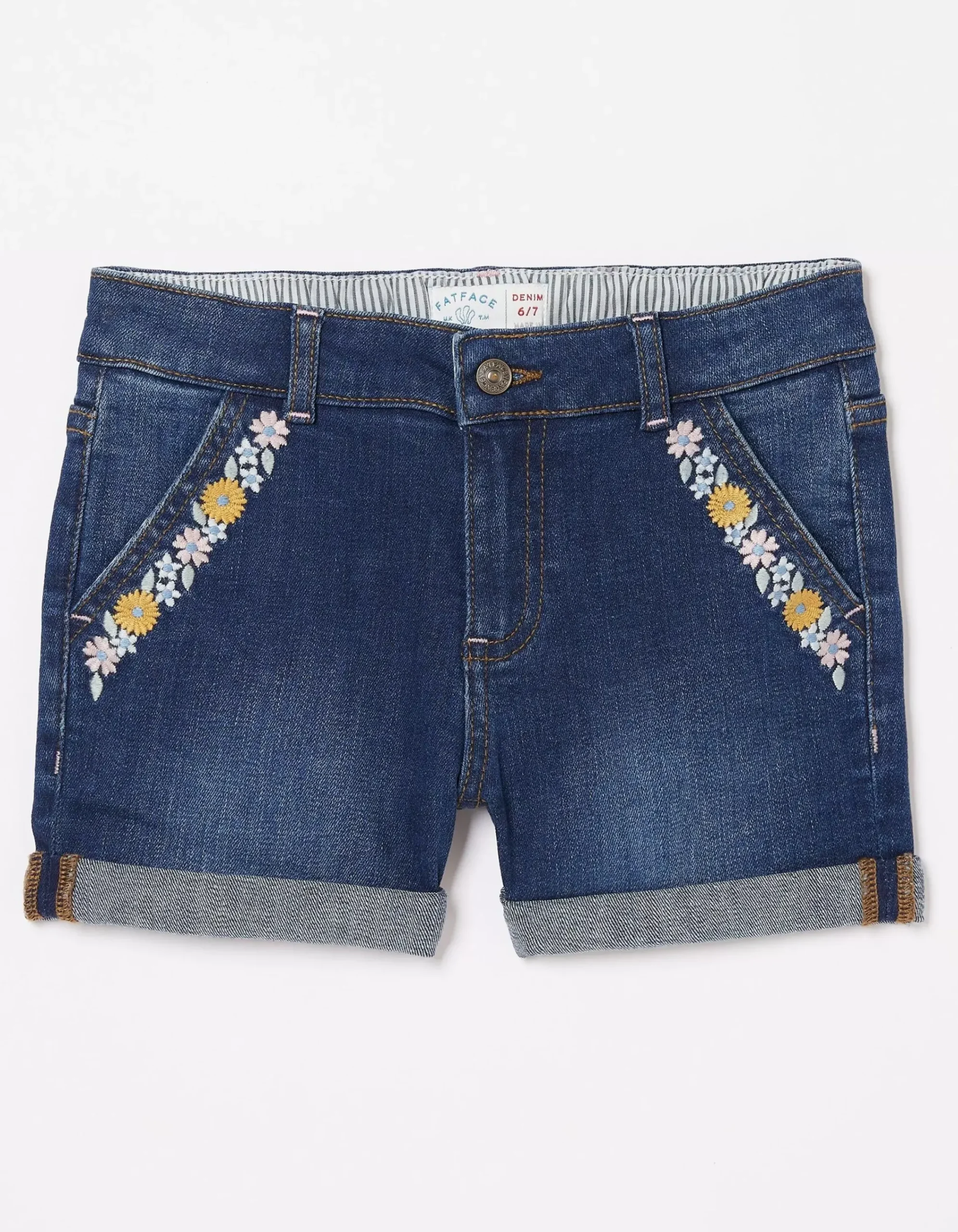 Girls FatFace View All|Floral Embroidered Denim Shorts