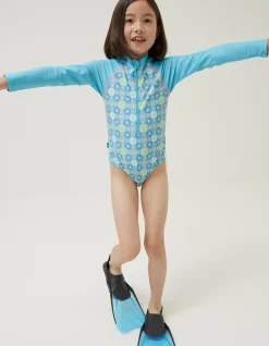 Girls FatFace View All|Floral Long Sleeve Swimsuit