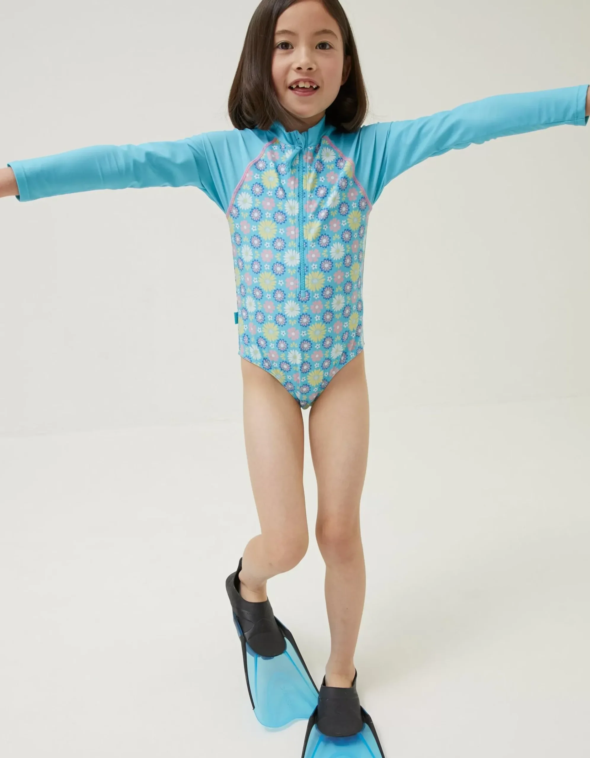 Girls FatFace View All|Floral Long Sleeve Swimsuit
