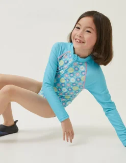 Girls FatFace View All|Floral Long Sleeve Swimsuit