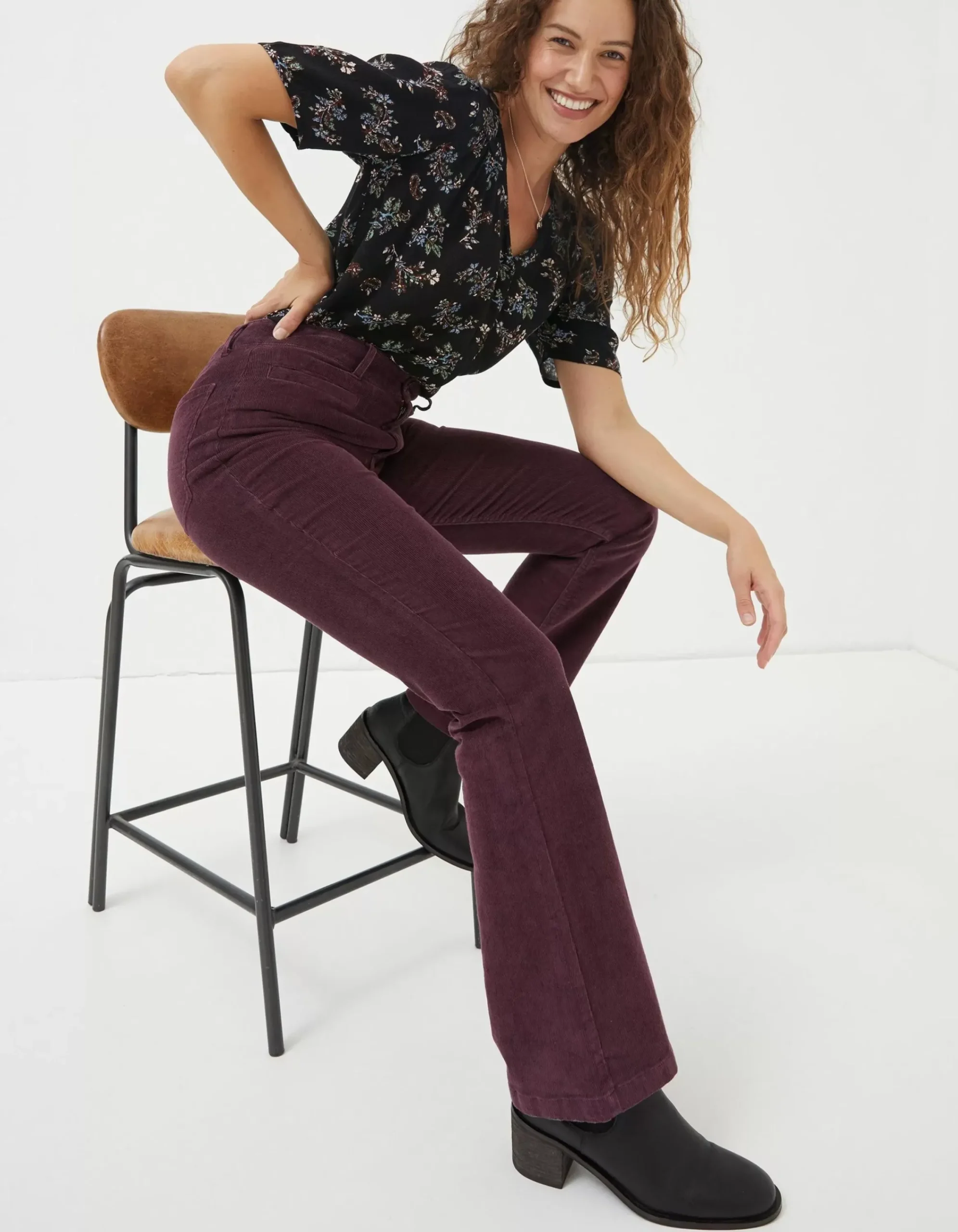 Women FatFace Trousers & Leggings|Fly Flare Corduroy Trousers