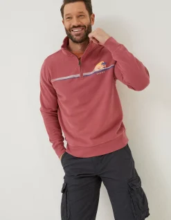 Men FatFace Sweatshirts & Hoodies|Fowey Print Zip Neck