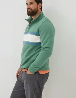Men FatFace Sweatshirts & Hoodies|Fowey Stripe Half Neck Sweatshirt