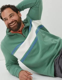 Men FatFace Sweatshirts & Hoodies|Fowey Stripe Half Neck Sweatshirt