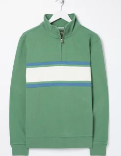 Men FatFace Sweatshirts & Hoodies|Fowey Stripe Half Neck Sweatshirt