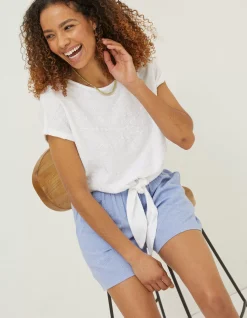 Women FatFace Tops & T-Shirts|Fran Broderie Tie Front Top