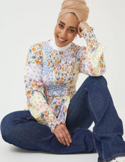 Women FatFace Shirts & Blouses|Fran Meadow Patch Shirred Top
