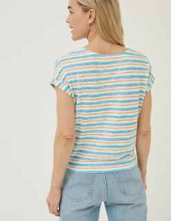 Women FatFace Tops & T-Shirts|Fran Stripe Tie Front Top