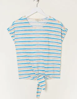 Women FatFace Tops & T-Shirts|Fran Stripe Tie Front Top
