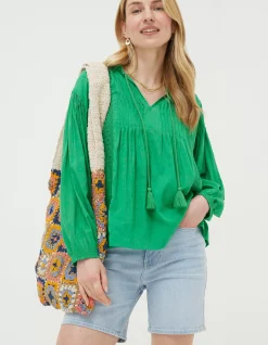 Women FatFace Shirts & Blouses|Freya Green Lace Blouse