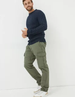 Men FatFace Knitwear|Funtley Cable Crew Jumper