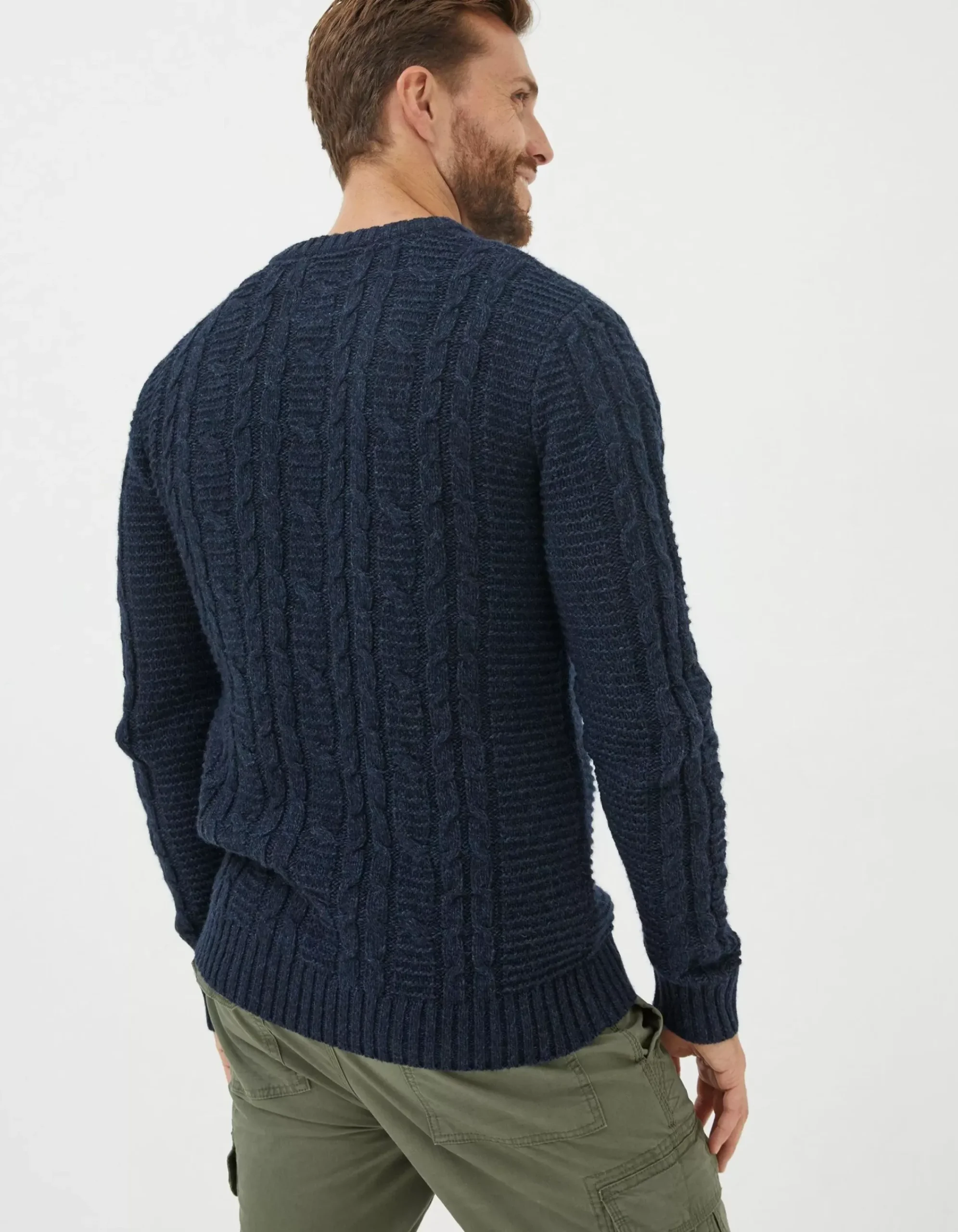 Men FatFace Knitwear|Funtley Cable Crew Jumper