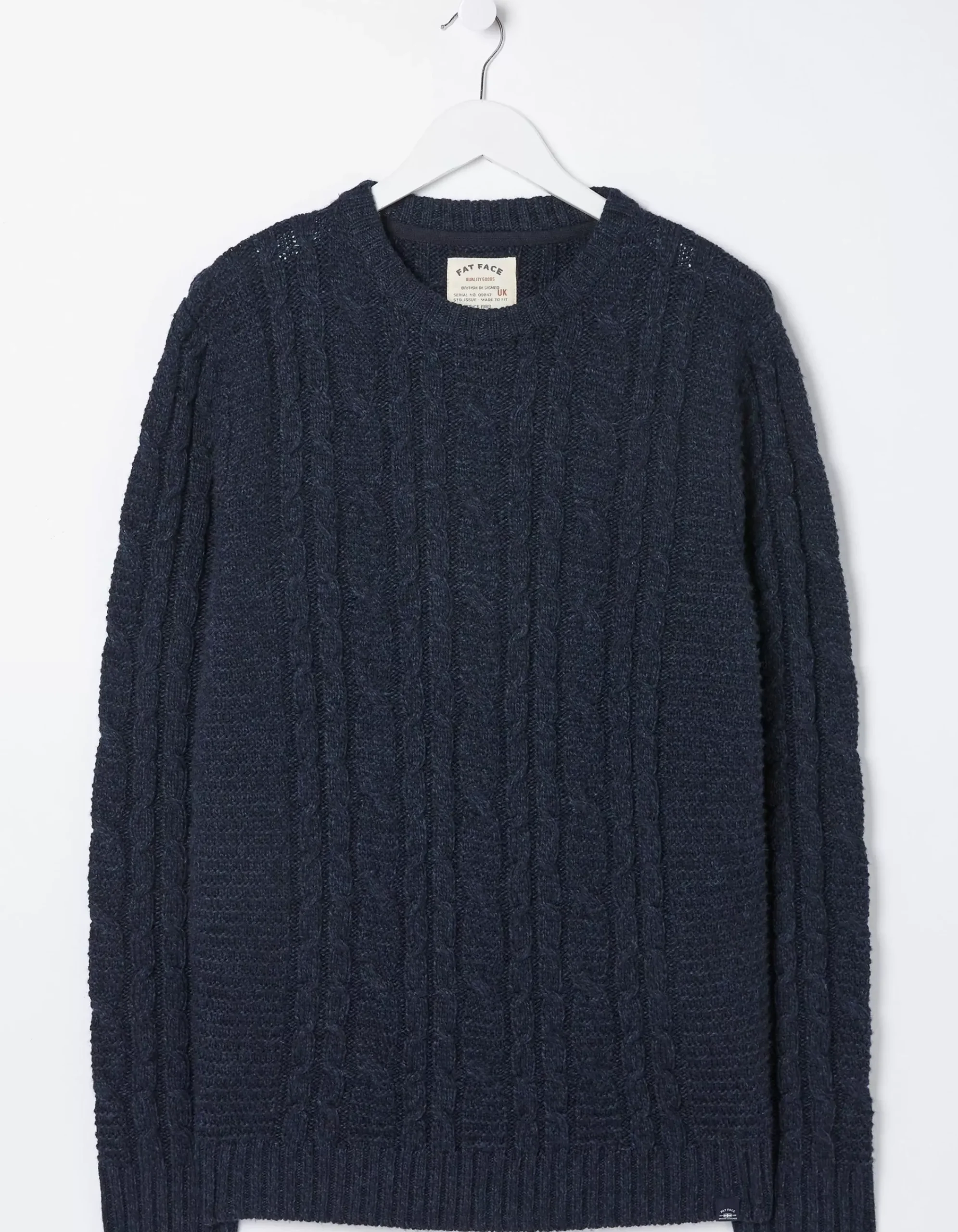 Men FatFace Knitwear|Funtley Cable Crew Jumper