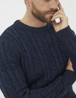Men FatFace Knitwear|Funtley Cable Crew Jumper