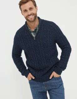 Men FatFace View All|Funtley Cable Half Neck Jumper
