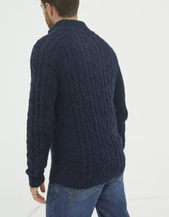 Men FatFace Knitwear|Funtley Cable Half Neck Jumper