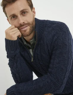 Men FatFace Knitwear|Funtley Cable Half Neck Jumper