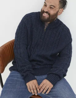 Men FatFace Knitwear|Funtley Cable Half Neck Jumper