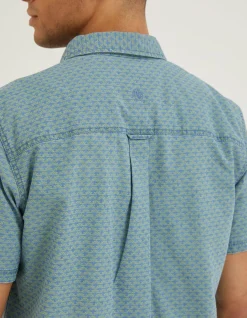 Men FatFace Shirts|Geo Indigo Print Shirt