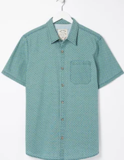 Men FatFace Shirts|Geo Indigo Print Shirt