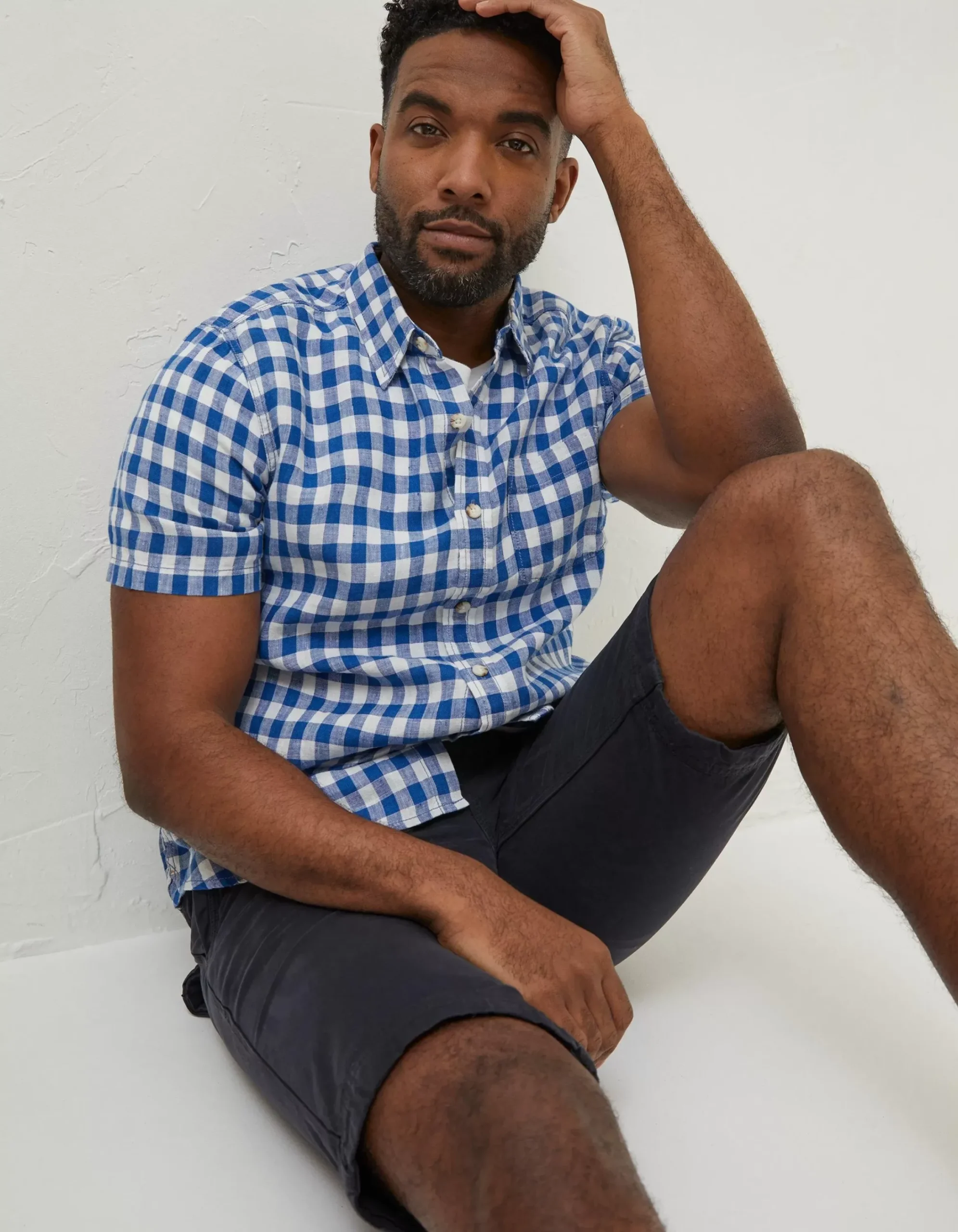 Men FatFace Shirts|Gingham Linen Shirt