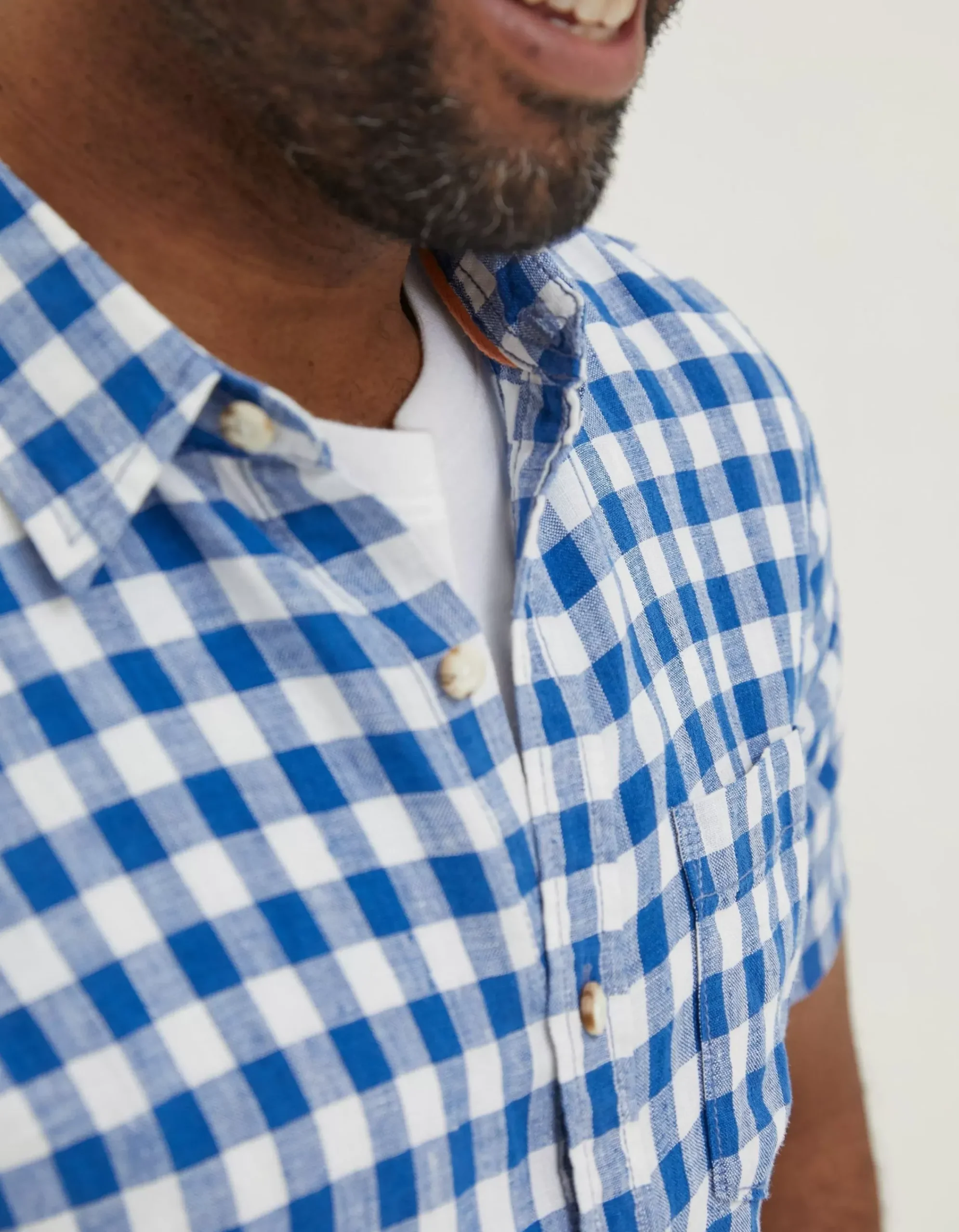 Men FatFace Shirts|Gingham Linen Shirt