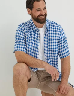 Men FatFace Shirts|Gingham Linen Shirt